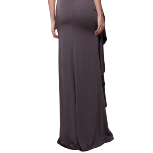 NWT Alyce Paris 27624 Stretch Crepe Formal Gown Charcoal Size 8 - Picture 4 of 6